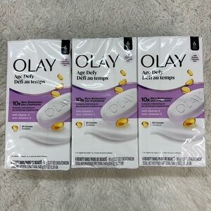 3 x OLAY AGE DEFY BEAUTY BAR SOAP 10X MOISTURIZER VITAMIN E 3.17OZ 18 BARS